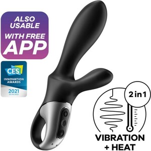 SATISFYER HEAT CLIMAX + VIBRADOR ANAL CON CALOR - NEGRO